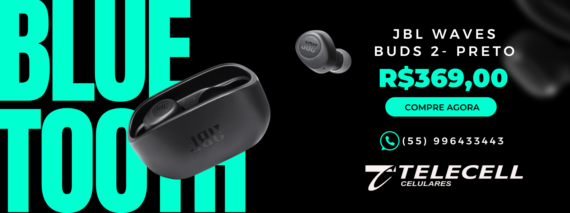 Fone de Ouvido Bluetooth JBL Waves Buds 2
